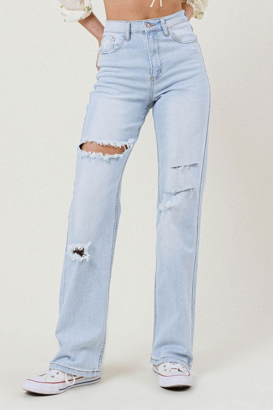 Distressed Wide Leg Jeans