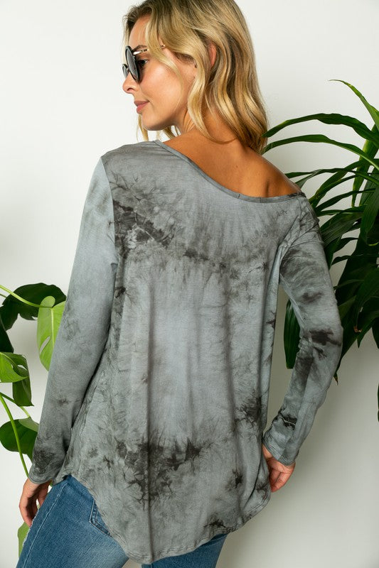 PLUS TIE DYE ONE SHOULDER TOP