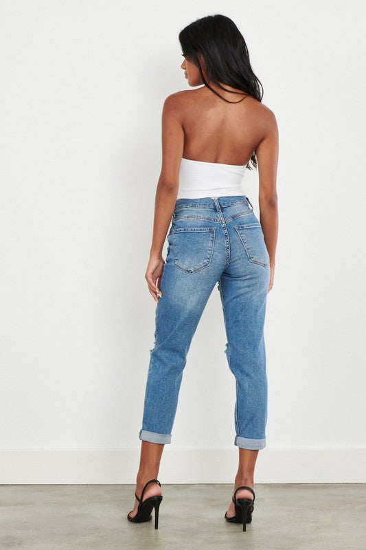 High Waisted Boyfriend Jeans