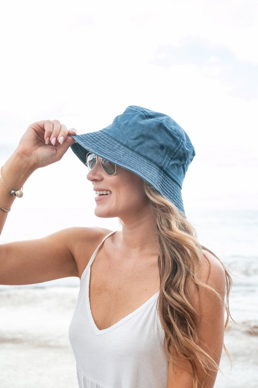 Solid Distressed Bucket Hat