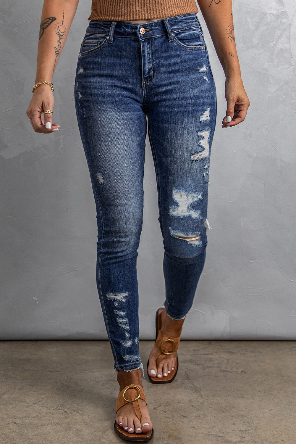 Distressed High Waist Skinny Jeans