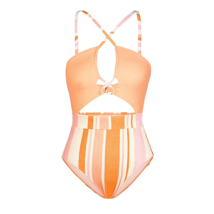 Cut Out One-Piece Drawstring Swimsuit