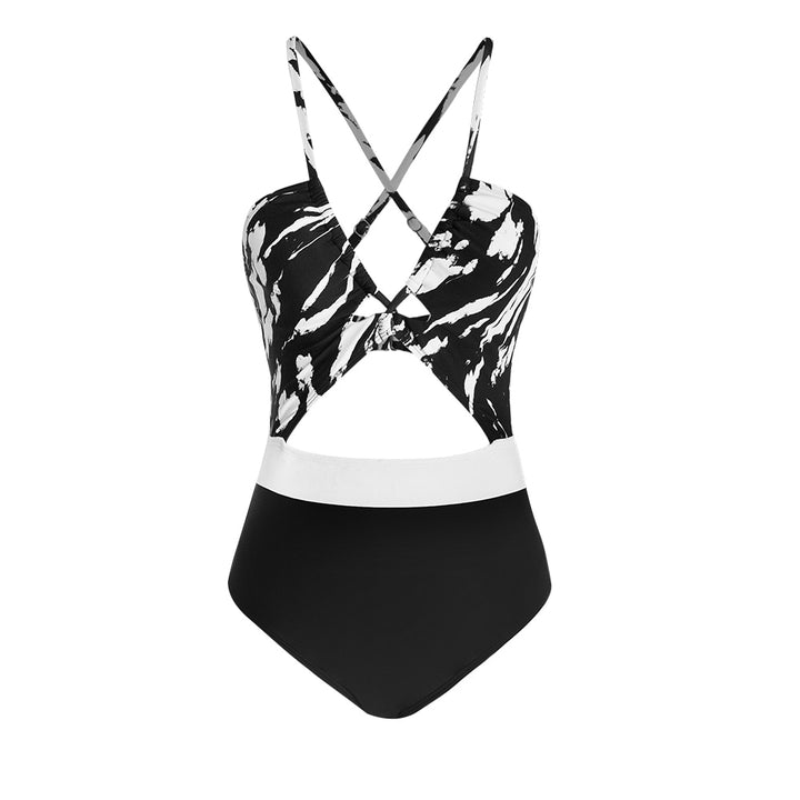 Cut Out One-Piece Drawstring Swimsuit