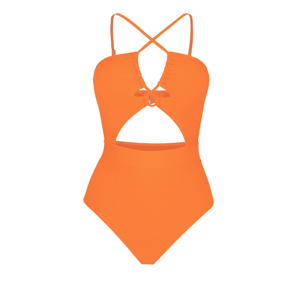 Cut Out One-Piece Drawstring Swimsuit