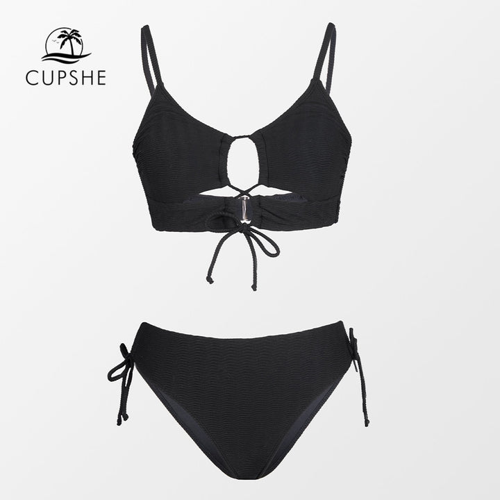 CUPSHE Cut Out Drawstring Low Waist Bikini Sets Swimsuit