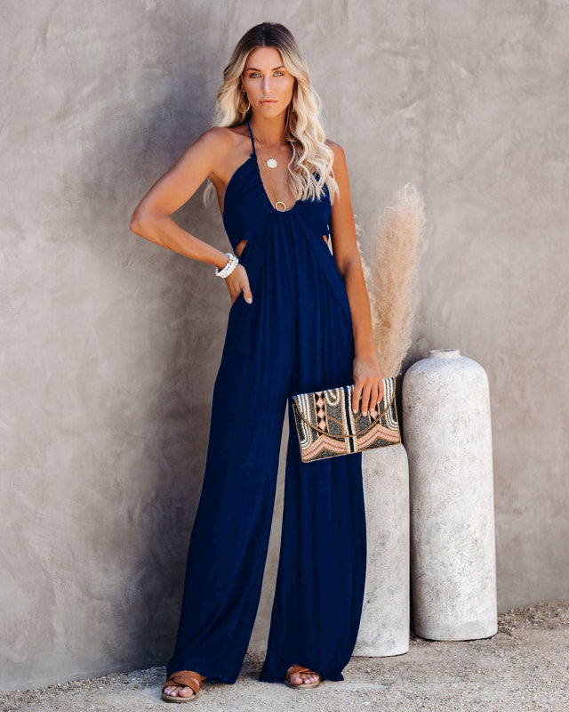 Midsummer Trendy U-neck Halter Backless Jumpsuit