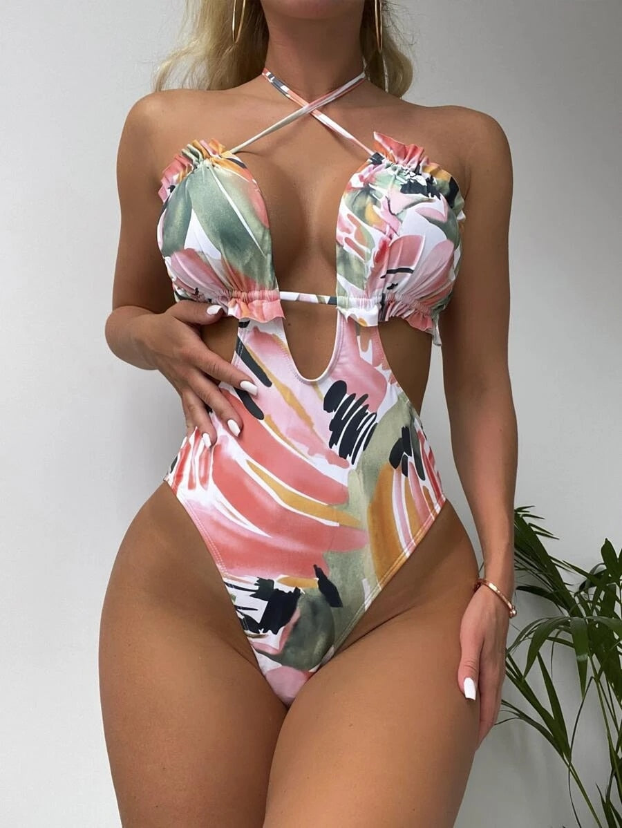 Knot Backless Summer Sexy One Piece Monokini Swimsuit