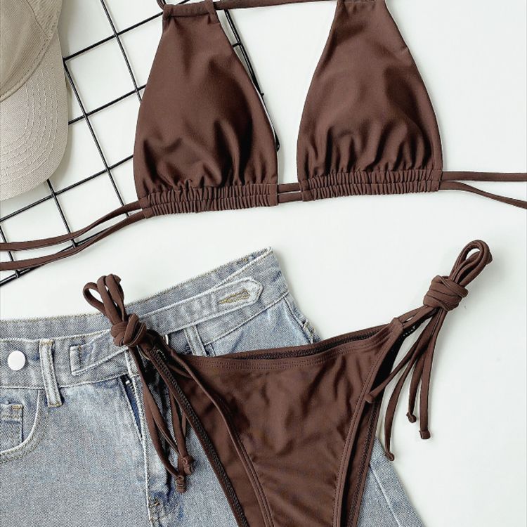 Sexy Hollow Out Halter Bikini Set