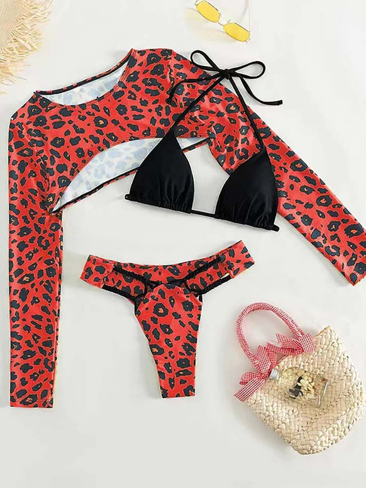 Long Sleeve Push Up Three Piece Bikinis Set