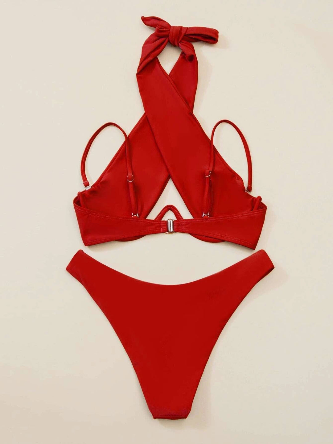 Cross Halter Push Up Bikini Set