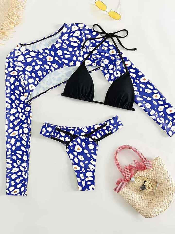 Long Sleeve Push Up Three Piece Bikinis Set