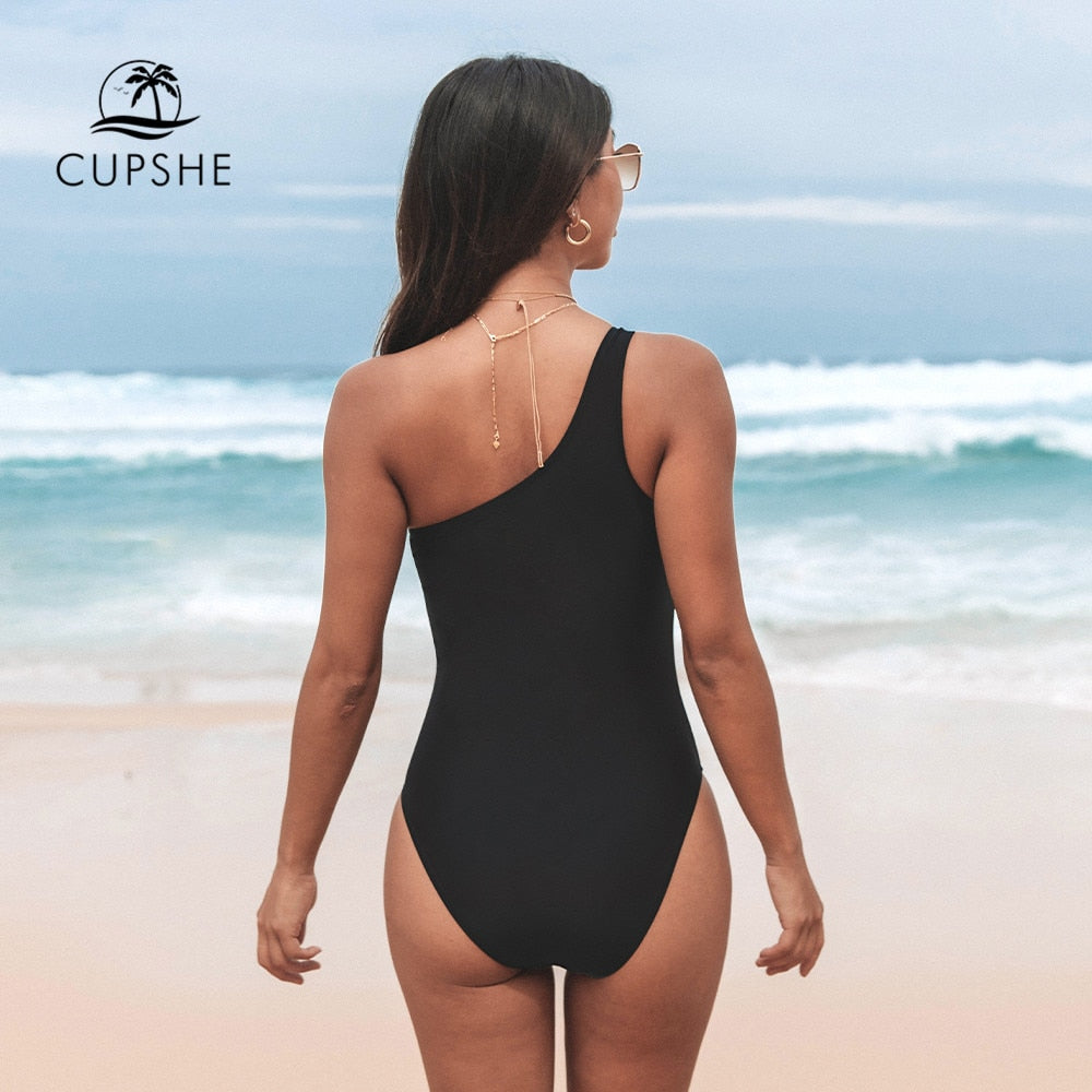 CUPSHE Cut Out One Shoulder One-Piece Swimsuit