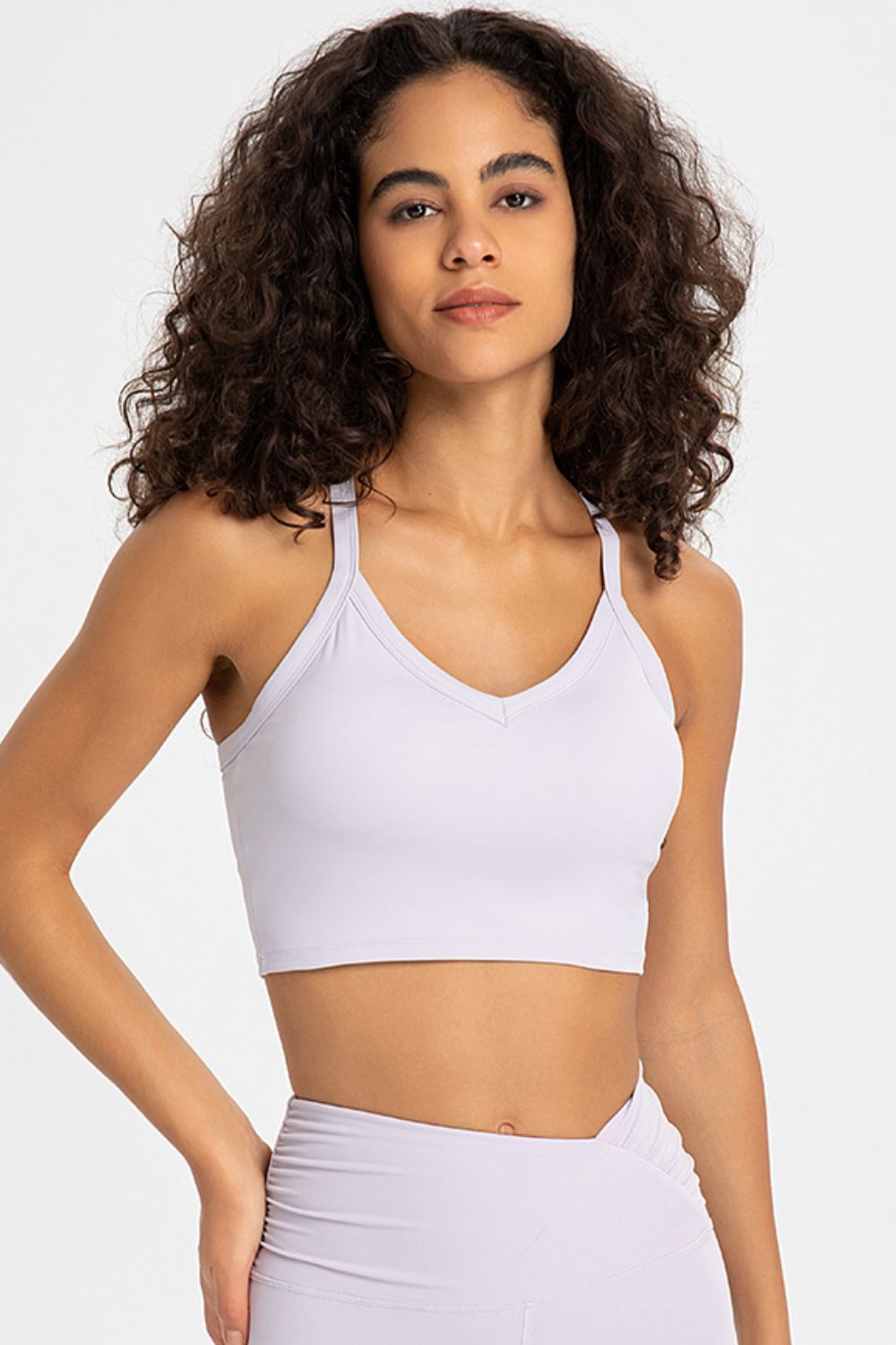 Crisscross Back V-Neck Sports Bra