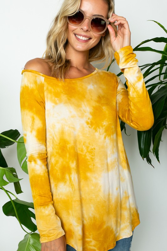 PLUS TIE DYE ONE SHOULDER TOP