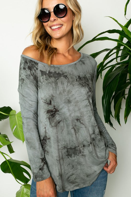 PLUS TIE DYE ONE SHOULDER TOP