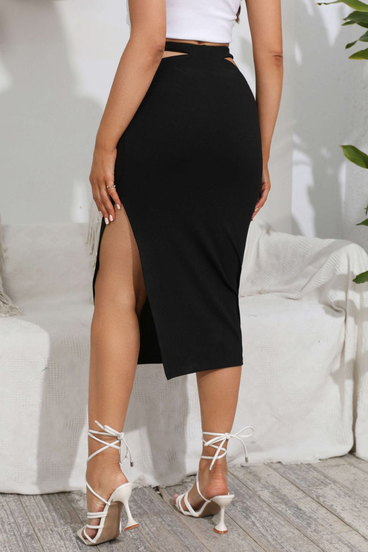 Cutout Slit Midi Skirt